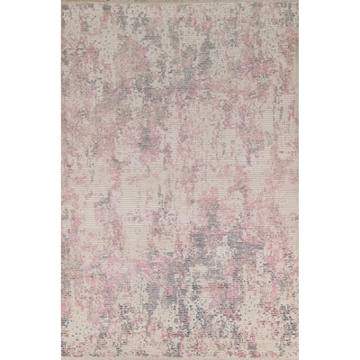 Abstract Area Rug Handmade Modern Wool Carpet - 6'6"x 9'8"