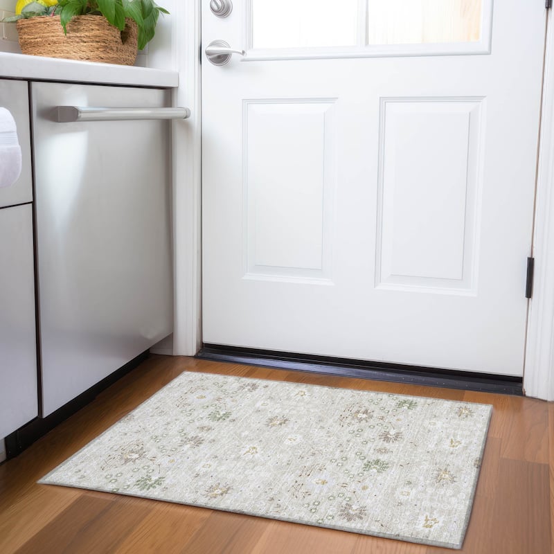 Premium Washable Super Soft Traditional Oushak Mayfield Rug - Beige - 1'8" x 2'6"