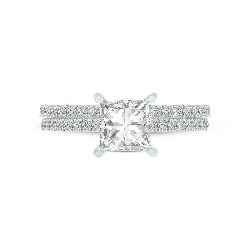 Marquee 3.30 CTW Center Princess Cut Lab Grown Diamond Engagement Ring Set in 14Karat White Gold