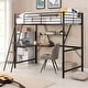 preview thumbnail 1 of 15, Twin Size Metal Loft Bed with L-Shaped Desk & Shelf & Full-Length Guardrail & Ladders Black