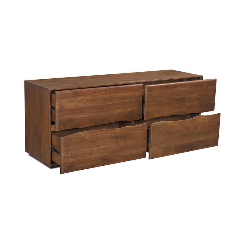 Aurelle Home Wassai Live-Edge Acacia Wood 4-Drawer Dresser
