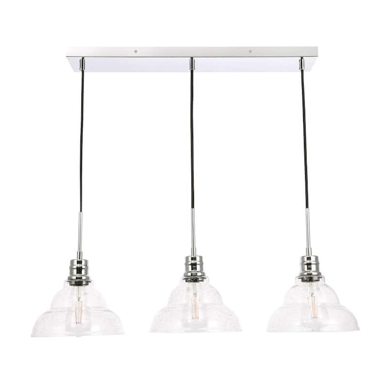 Gia 8.5-Inch 3-Light Clear Seeded Glass Pendant