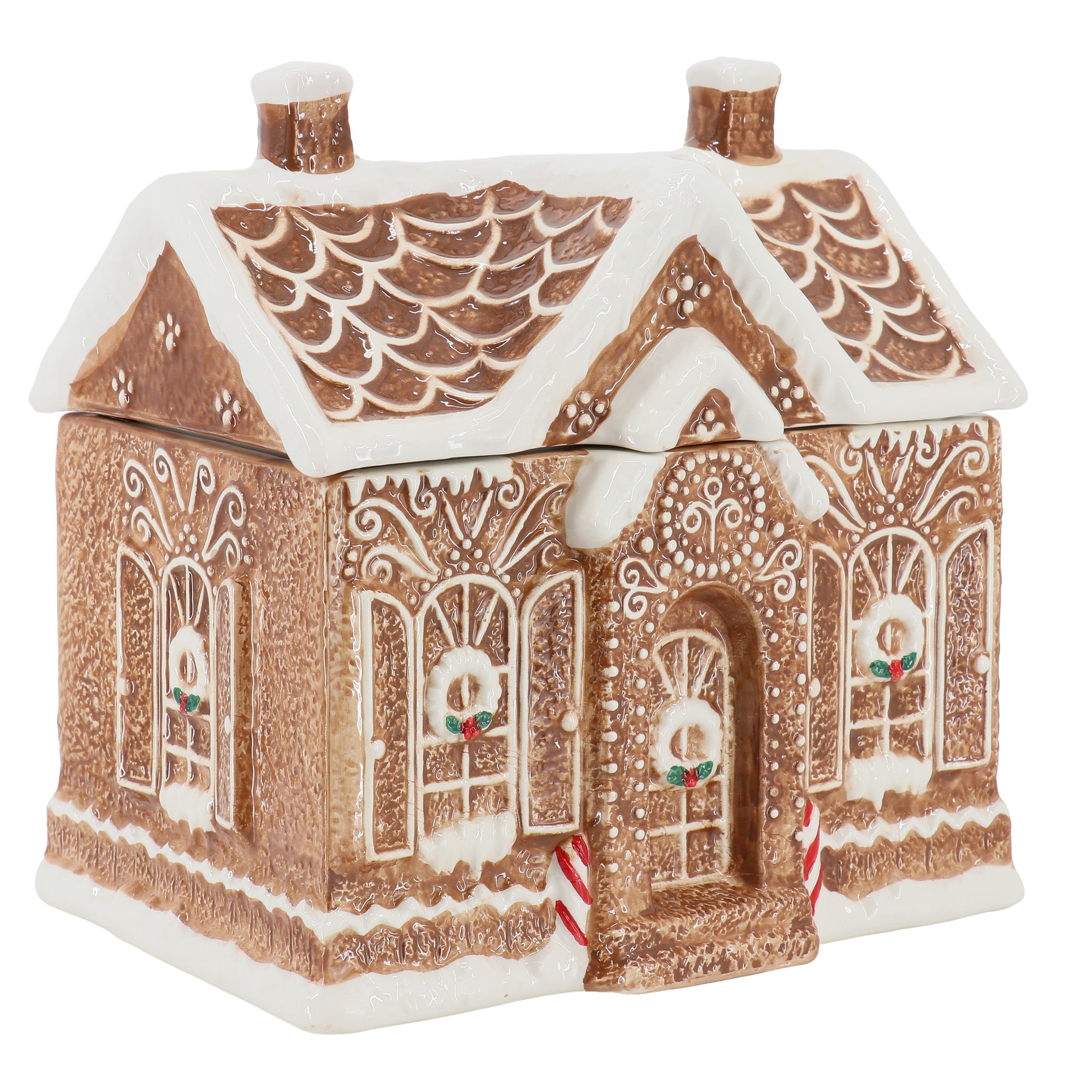 Mud Pie Gingerbread Cookie Jar - Hand-Painted Terracotta Stoneware, 9.5" X 6" Diameter - View #5