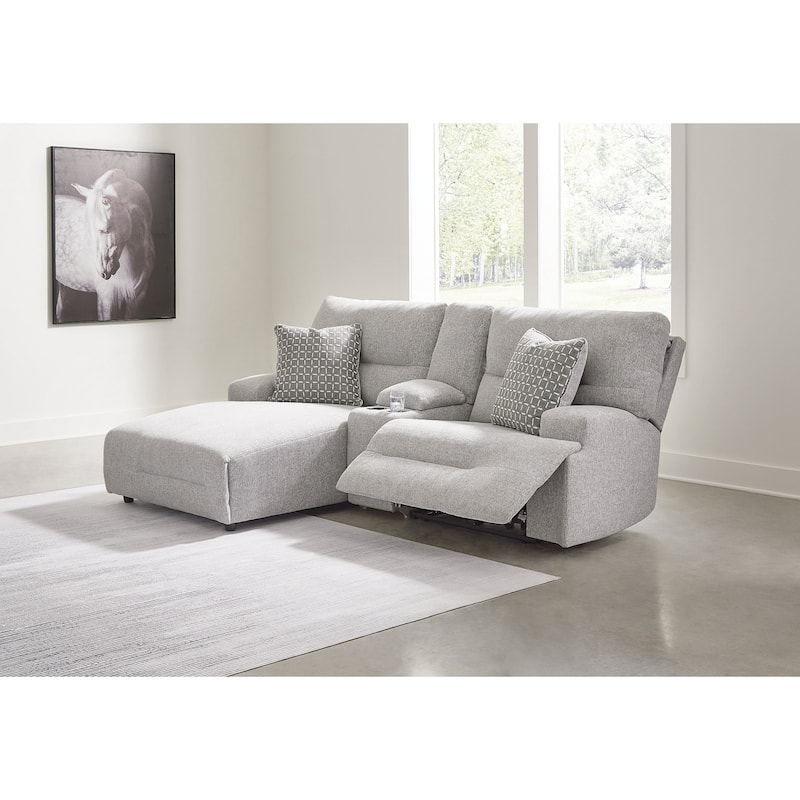 Signature Design by Ashley Acklen Place Light Gray 3-Piece Power Reclining Sectional Sofa with Chaise - 94" W x 70" D x 40" H