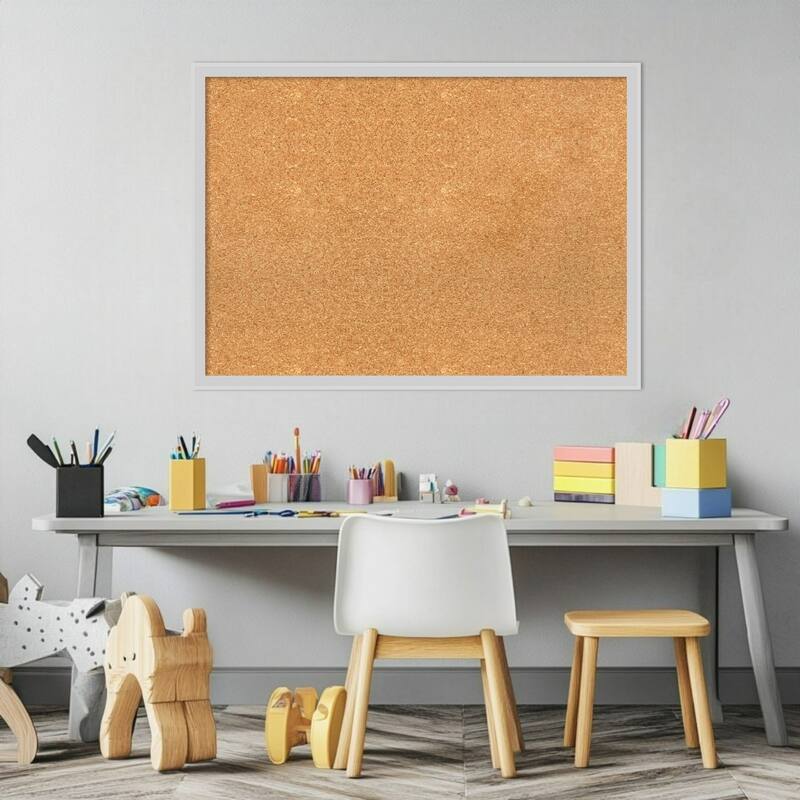 Incline Silver Wood Framed Cork Board - Bulletin Board, Organization Board, Pin Board