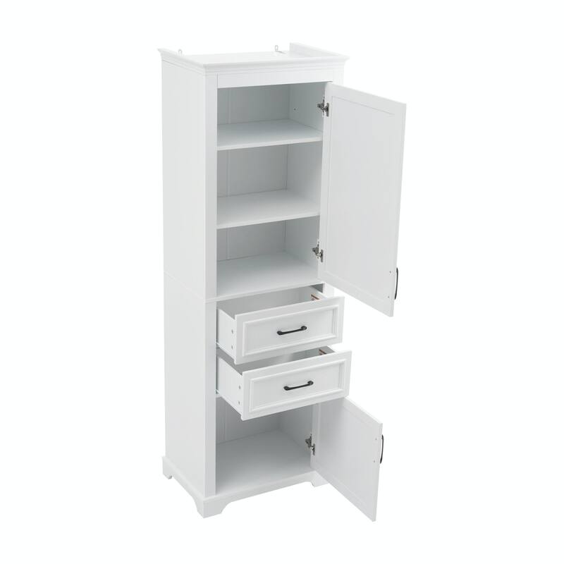 71-Inch Tall Freestanding Bathroom Vanity with Damping-Hinge Doors and Drawers, Featuring a Modern, Elegant Design