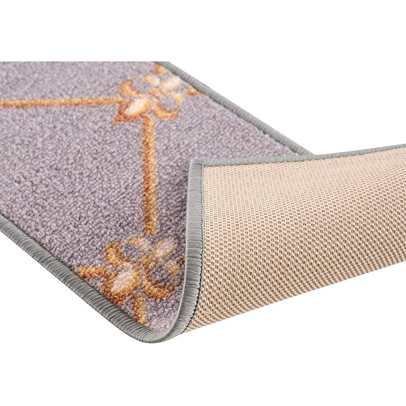 Stair Treads Fleur De Lis Floral Design Non Slip Backing, 8.5''X26''