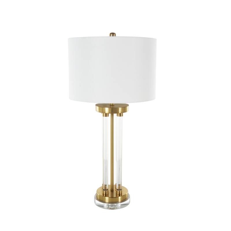 Clear Crystal Rods Room Table Lamp with Gold and Silver Base