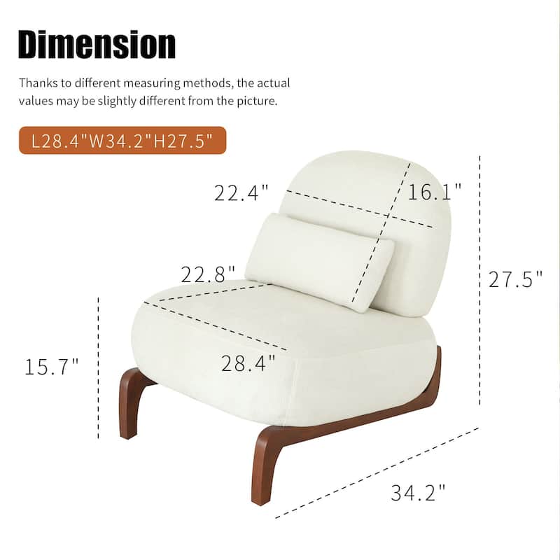 Cute Accent Chair with Solid Wood Legs, Velvet Living Room Chair with Soft Cushion, Cozy Bedroom Chair