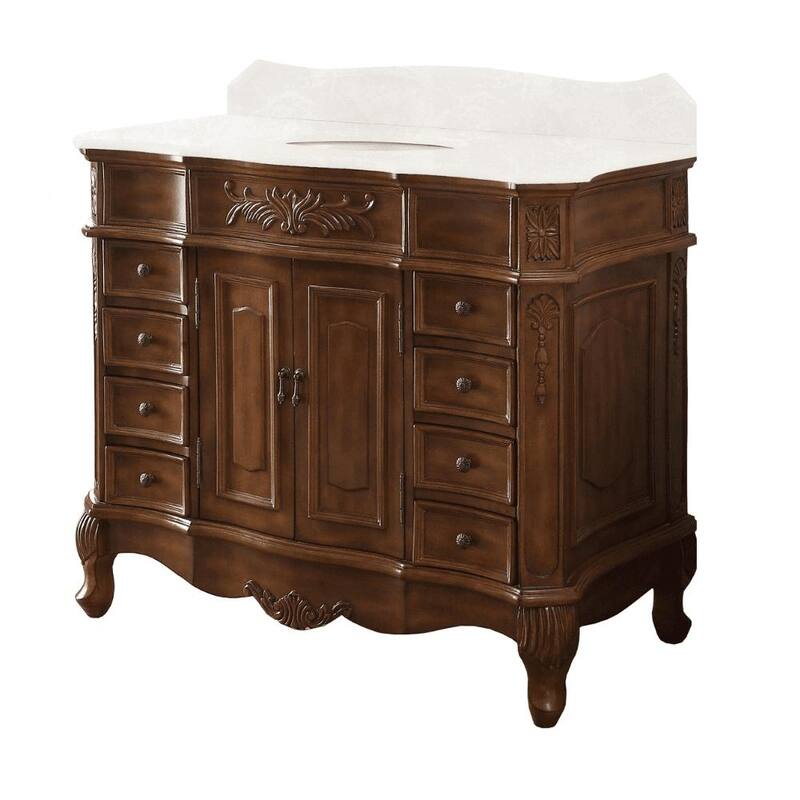 Morton 42 Inch Antique Style Light Brown Single Sink Bathroom Vanity