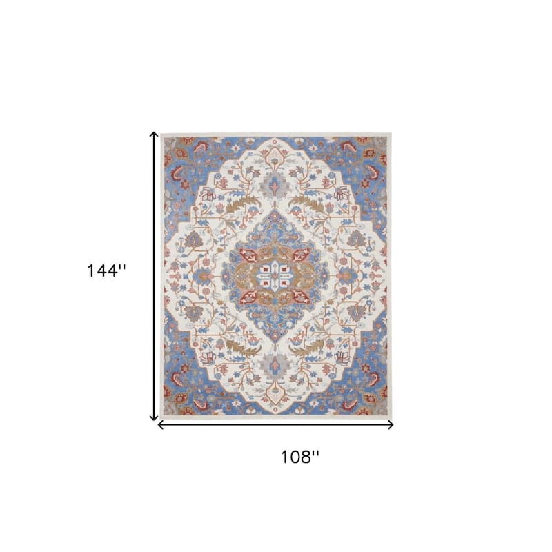 Hiza Power Loomed Floral Non Skid Low Pile Area Rug By HomeRoots - 144' X '108' X '0.25
