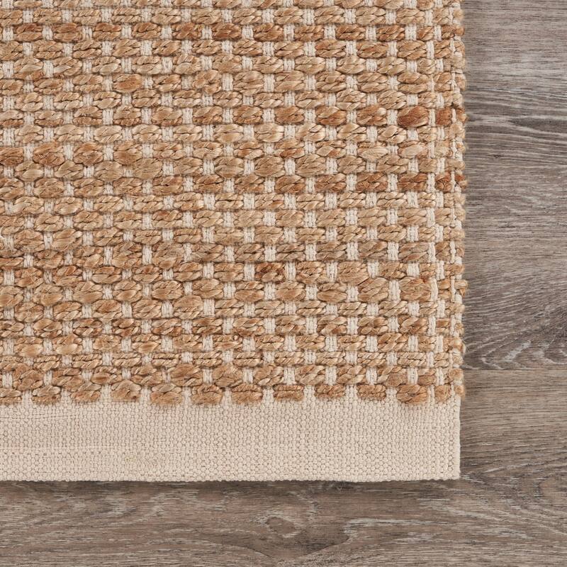 Sevita Organic Jute Bordered Area Rug, Tan and Off-White