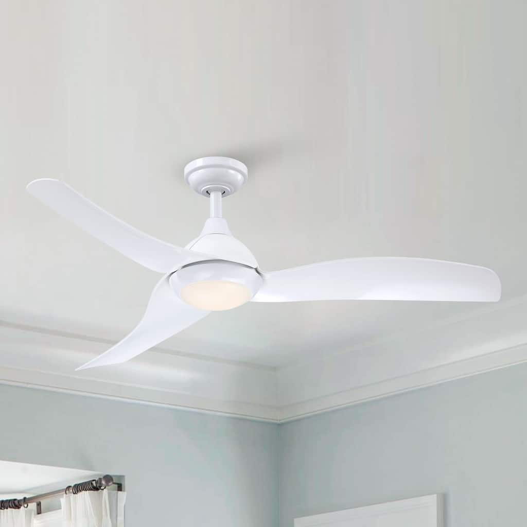52" Industrial White 3-Blade DC Motor Ceiling Fan with Light and Remote Control