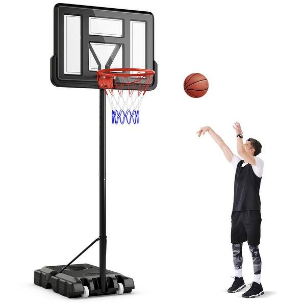 slide 2 of 10, Gymax 4.4-10 FT Portable Basketball Hoop w/ 44'' Shatterproof Black