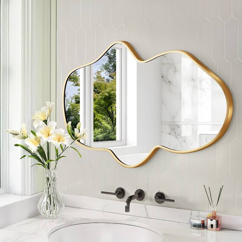Stylish Aluminum Alloy Framed Irregular Wall Mirror