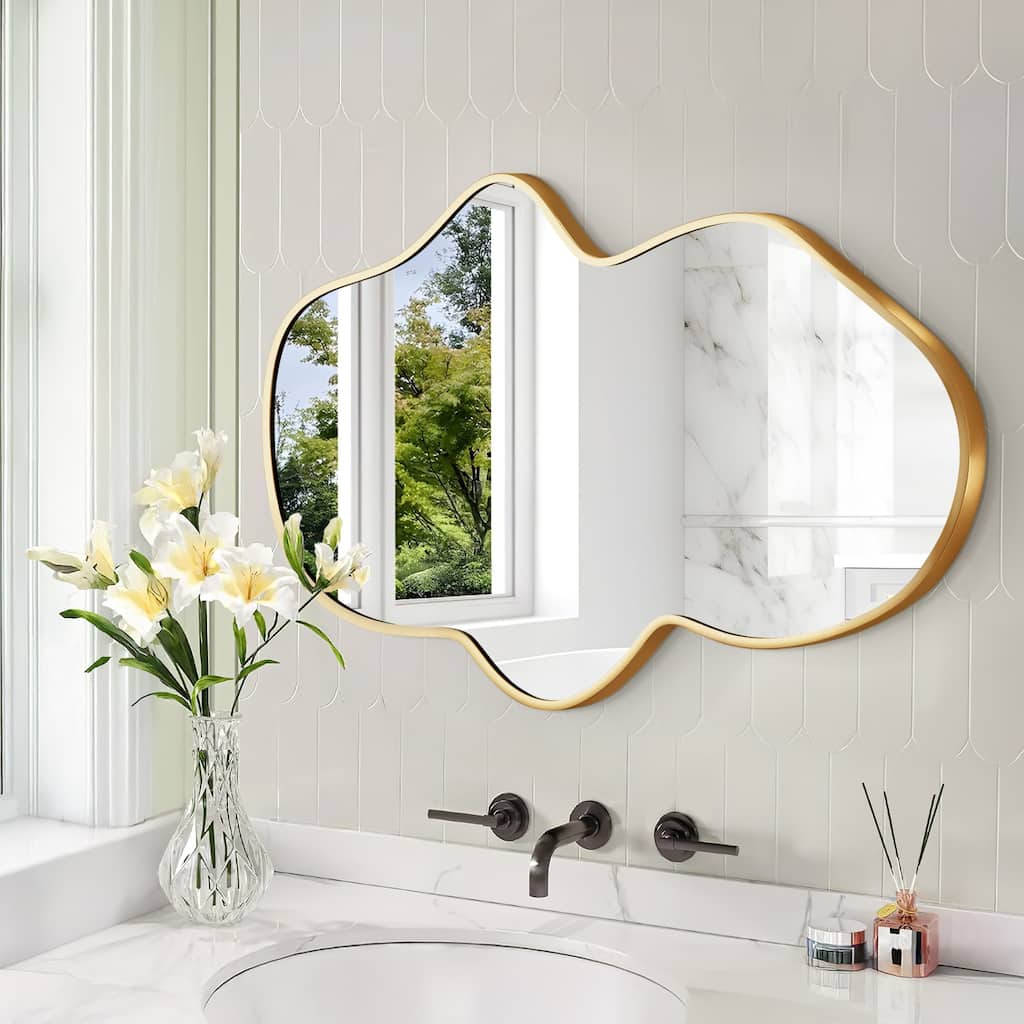 Stylish Aluminum Alloy Framed Irregular Wall Mirror