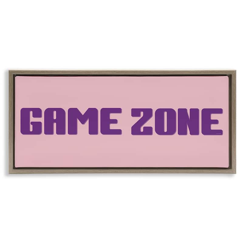 Stupell Game Zone Purple & Pink Framed Floater Canvas Wall Art Design By Yass Naffas Designs - 31 x 14 - Brown