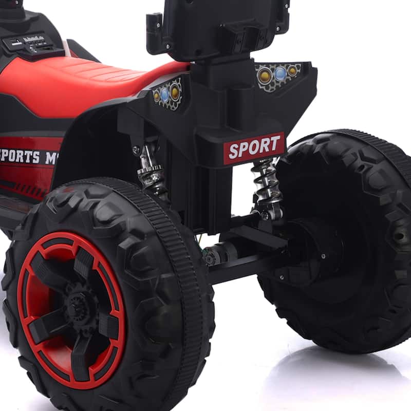 Ride On Toy Car Red 12V Electric ATV Car, 4 Wheeler Electric Toy Car Off-Road Toy Car with Bluetooth
