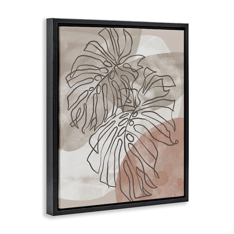 Stupell Leaf Outlines in Earth Tones Framed Floater Canvas Wall Art Design By Cat Thurman Designs