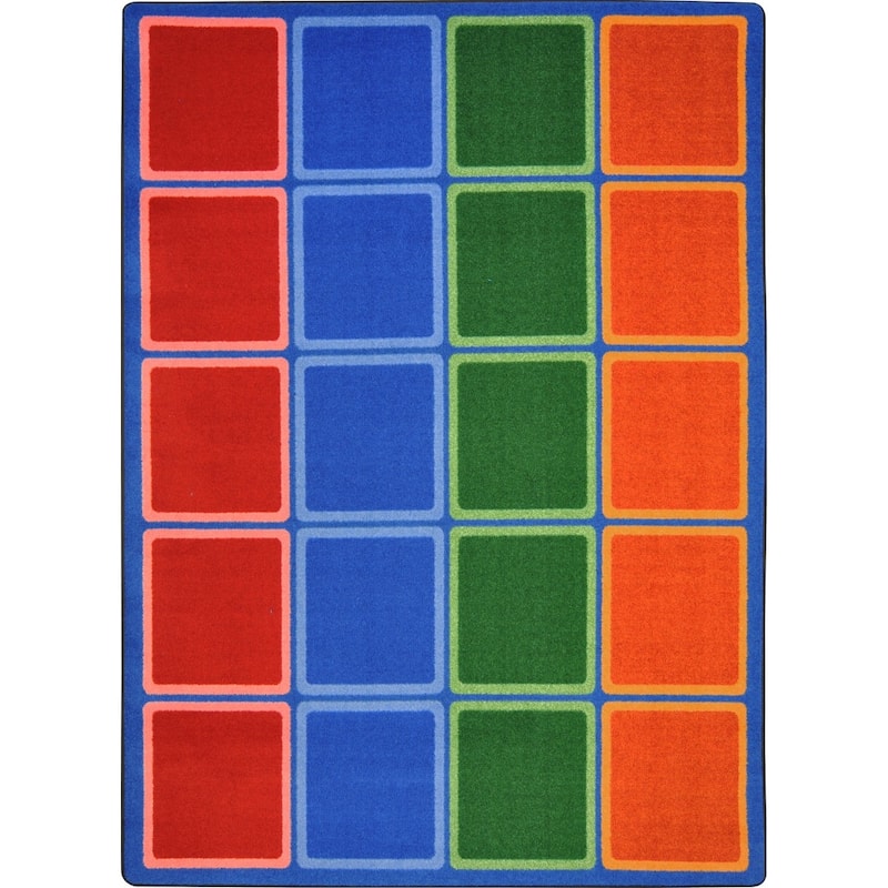 Blocks Abound Primary Educational Nylon Area Rug