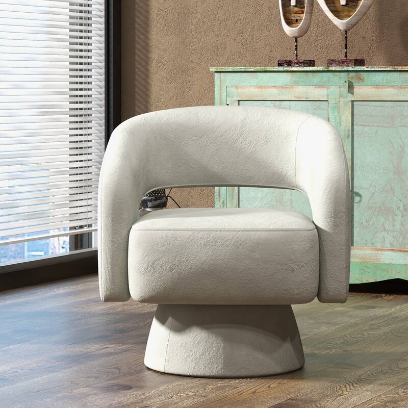360 Degree Swivel Barrel Upholstered Modern Armchair