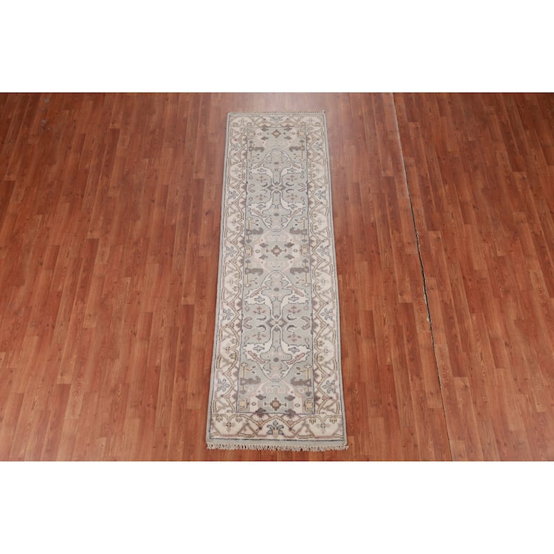 Transitional Oushak Runner Rug Hand-Knotted Wool Carpet - 2'5" x 8'1"