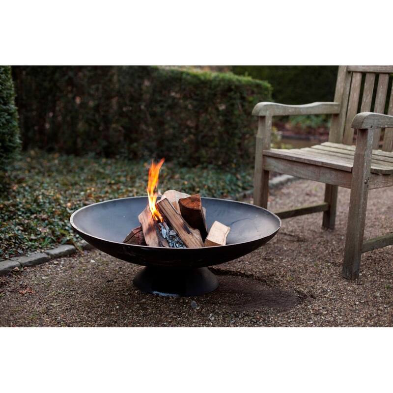 30.5" Black Solid Extra Large Outdoor Patio Garden Low Fire Bowl