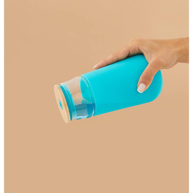 JoyJolt Glass Drinking Cup, Tumbler with Straw & Non Slip Silicone Sleeve - 20 oz - 20 oz