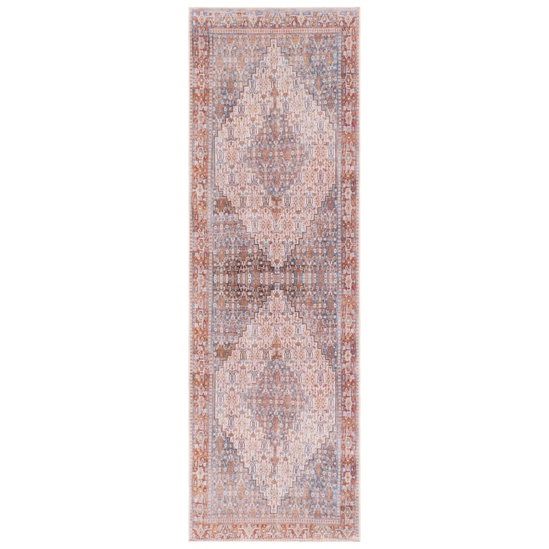 SAFAVIEH Tucson Machine Washable Slip Resistant Zada Traditional Rug - 2'6" x 8' Runner - Beige/Rust