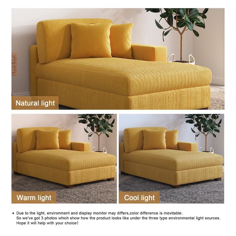 Upholstered Corduroy Modular Sectional Sofa with 2 throw pillows