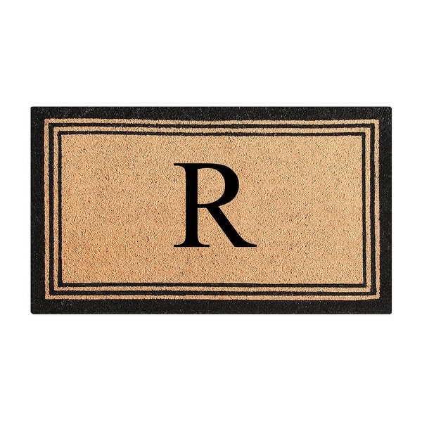A1HC Natural Coir With Classic Border Heavy Duty PVC Backing Doormat - 18" X 30" - Monogrammed R