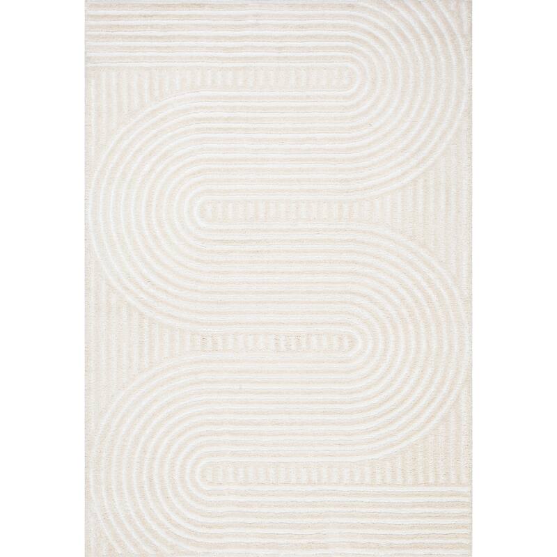 Terra by Obeetee Oslo Ripple Rug - Lavender/Ivory - 3'3" x 4'11"
