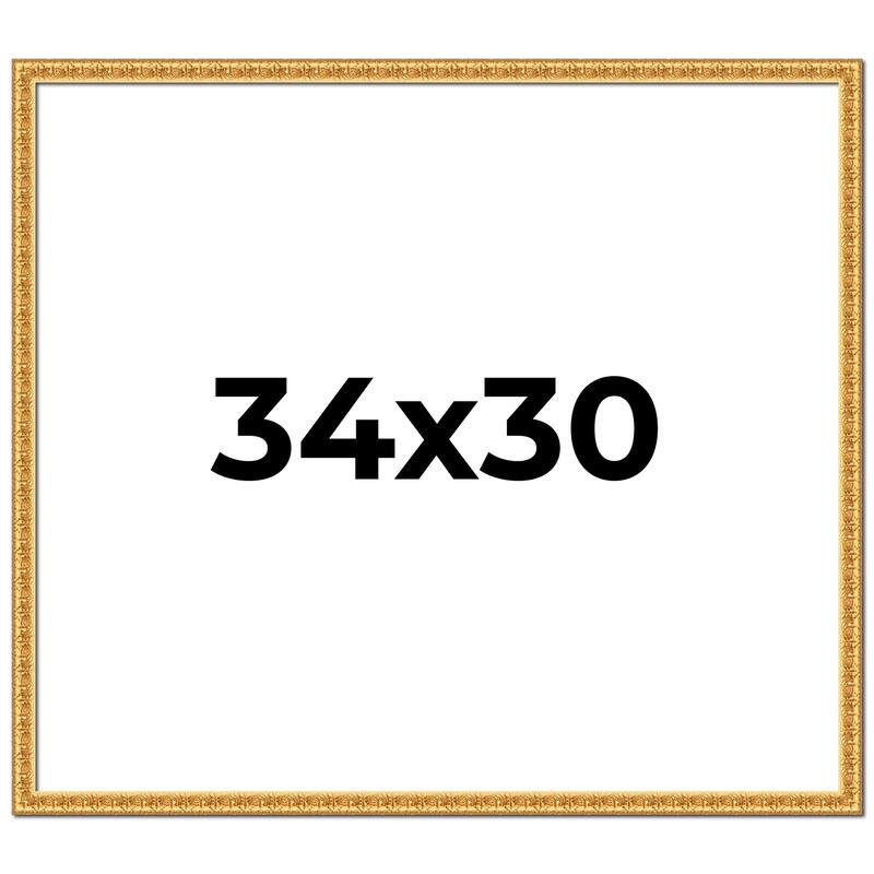 34x30 Frame Gold Real Wood Picture Frame Width 1 inches | Interior