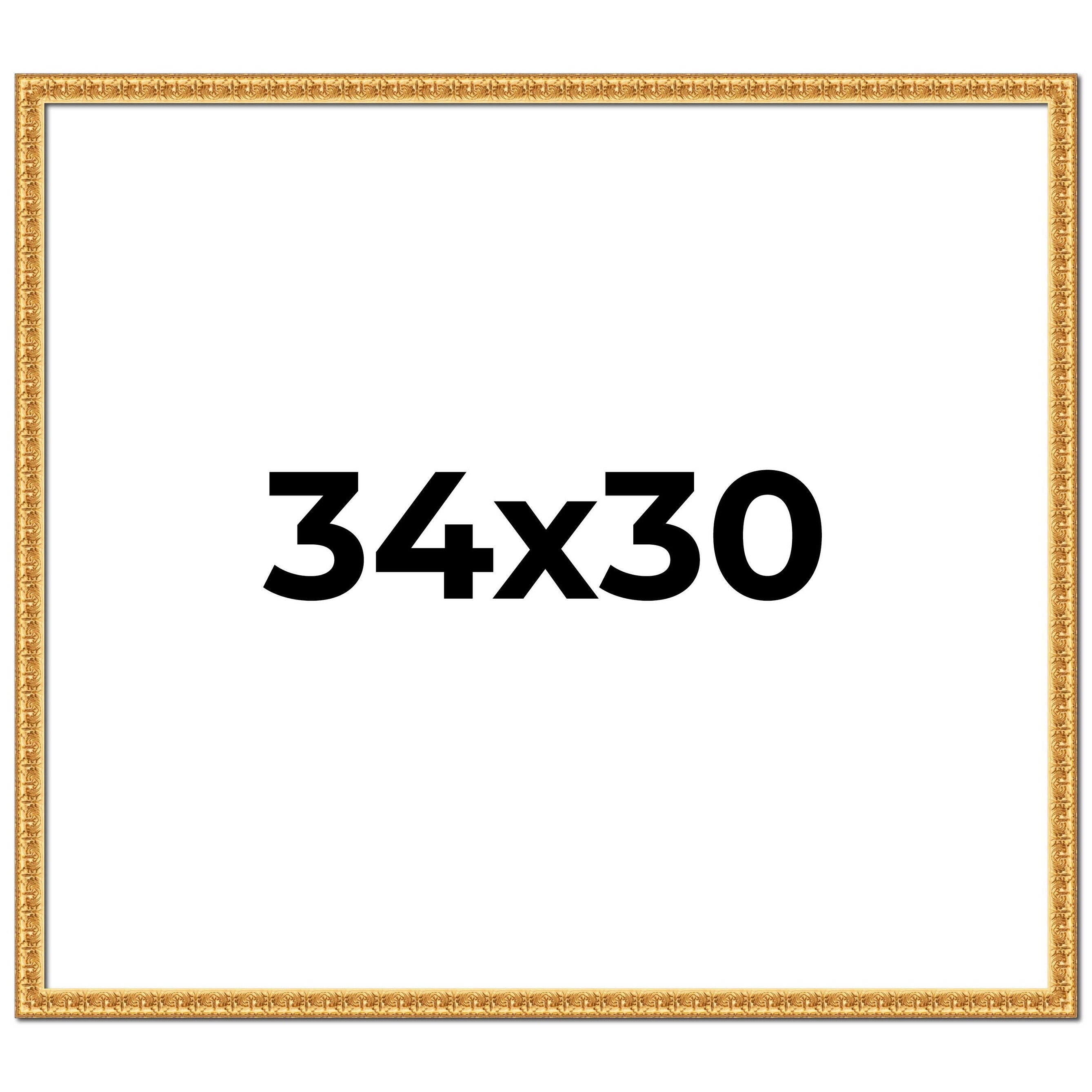34x30 Frame Gold Real Wood Picture Frame Width 1 inches | Interior