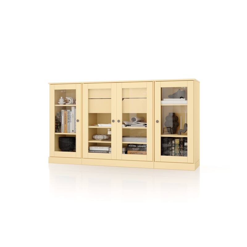 Palace Imports 100% Solid Wood 65" Sideboard with Clear Glass Doors, 2-Drawers and Adjustable Shelves