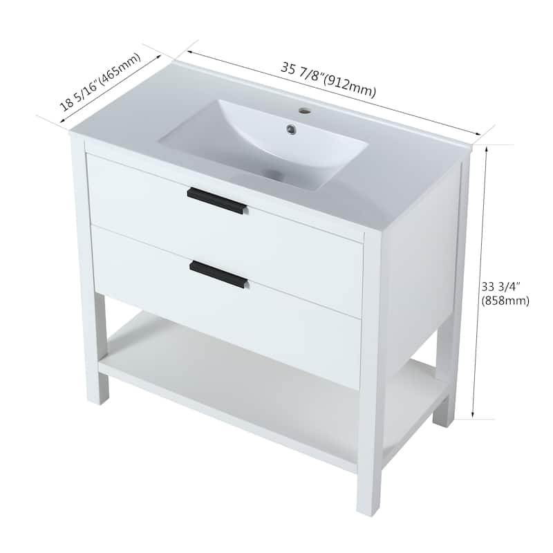 Plywood Freestanding Bathroom Vanity Set with Integrated Sink