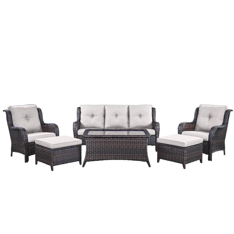 Pocassy Outdoor Sofa Chairs Table Ottoman