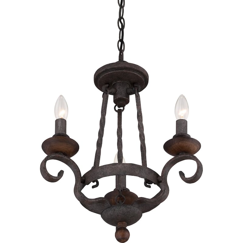 Noble 3-Light Chandelier in Rustic Black