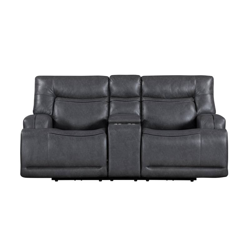 Tito Manual Reclining Loveseat, Gray Polyester, 80 Inch, Cupholders