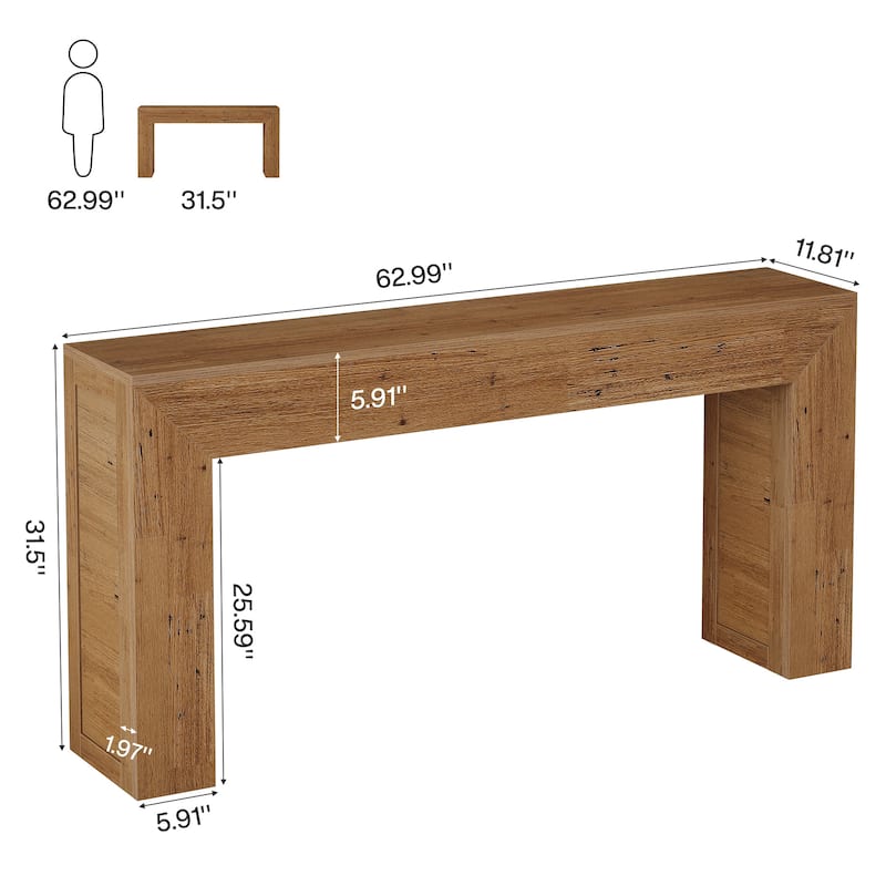 63'' Long Console Table for Entryway, Narrow Sofa Console Behind Couch