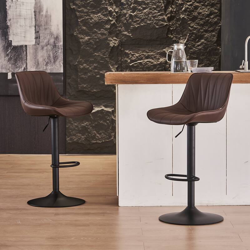 Adjustable Swivel Bar Stools Set of 2 Modern Upholstered Counter Stools