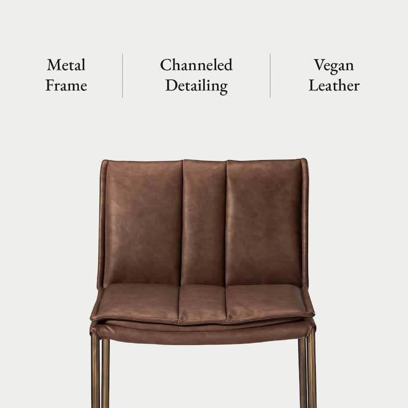 Maven Lane Gerard Bar Metal & Vegan Leather Kitchen Dining Stool