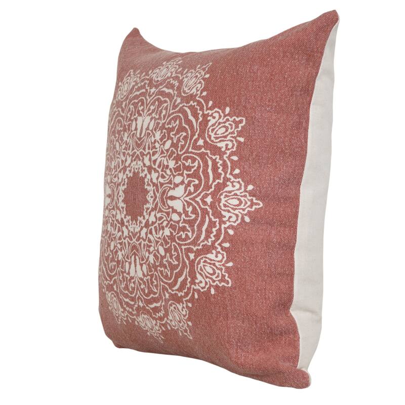 HomeRoots 20" X 20" Dusty Rose And White 100% Cotton Geometric Zippered Pillow