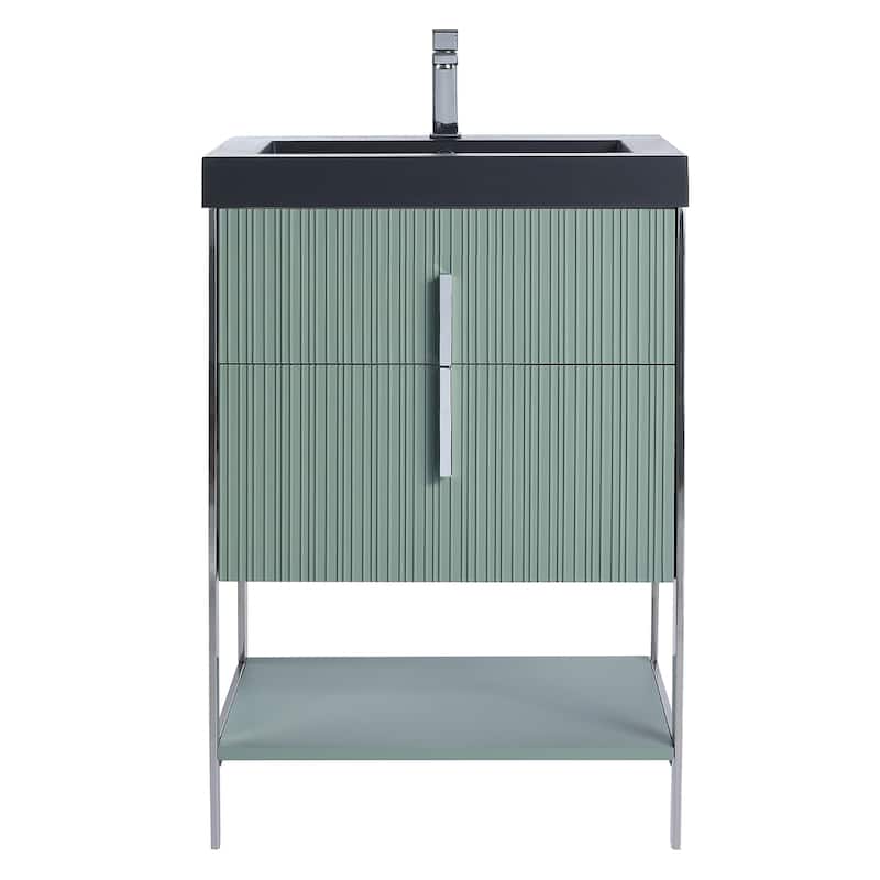 Fine Fixtures Serenity Modern Bathroom Vanity with Black Gel Acrylic Top
