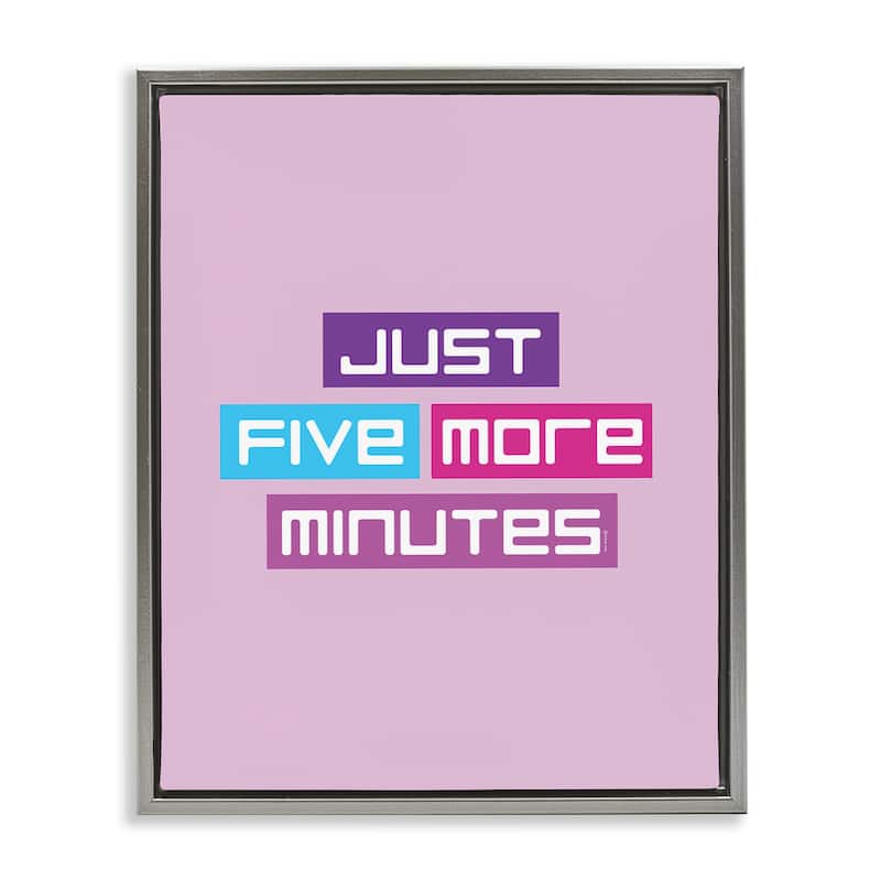 Stupell Just Five Minutes Gamer Framed Floater Canvas Wall Art Design By Yass Naffas Designs - 25 x 31 - Grey