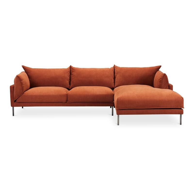 Aurelle Home Modern Deep Seat Chaise Sectional - Burnt Auburn - Right Facing