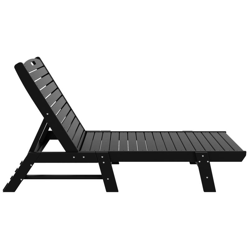 Laguna Hdpe All Weather Outdoor Patio Pool Reclining Armless Chaise Lounges With Square Side Table (3-Piece Set)