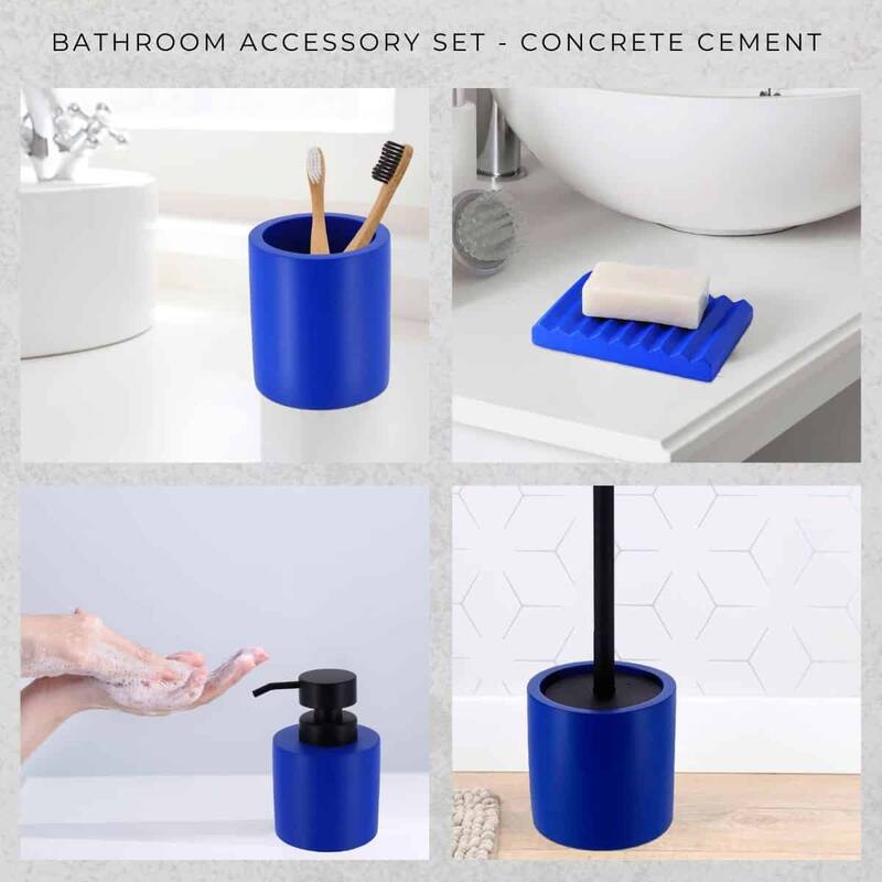 Concrete Cement Bathroom Accessories, 4-Piece Set - N/A