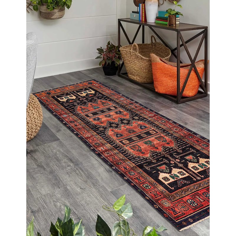 ECARPETGALLERY Hand-knotted Konya Anatolian Dark Navy Wool Rug - 4'10 x 13'3