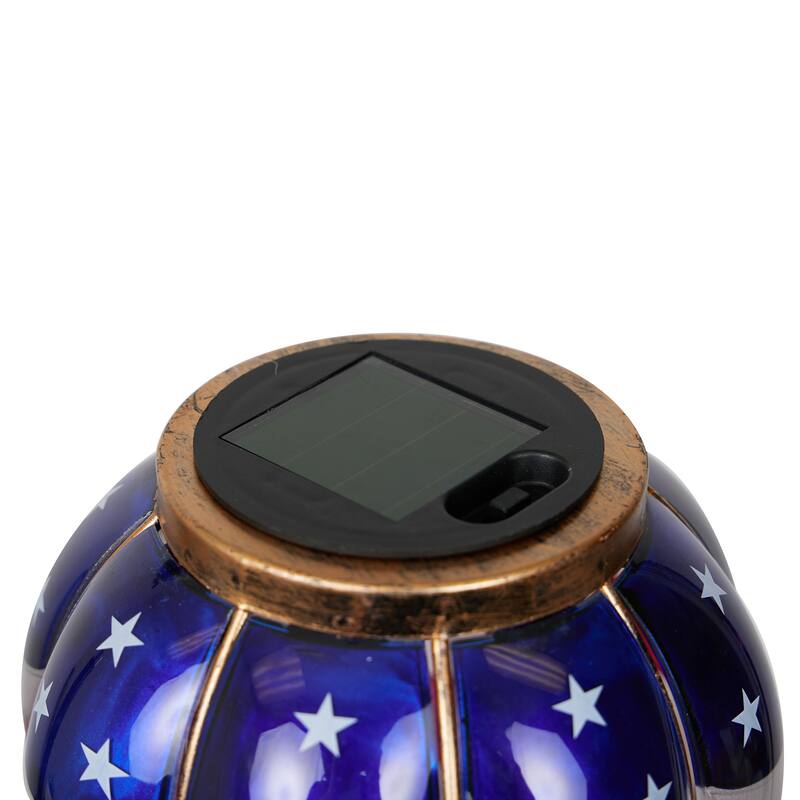 Solar Patriotic Hot Air Balloon Spinning Garden Stake w/ LED